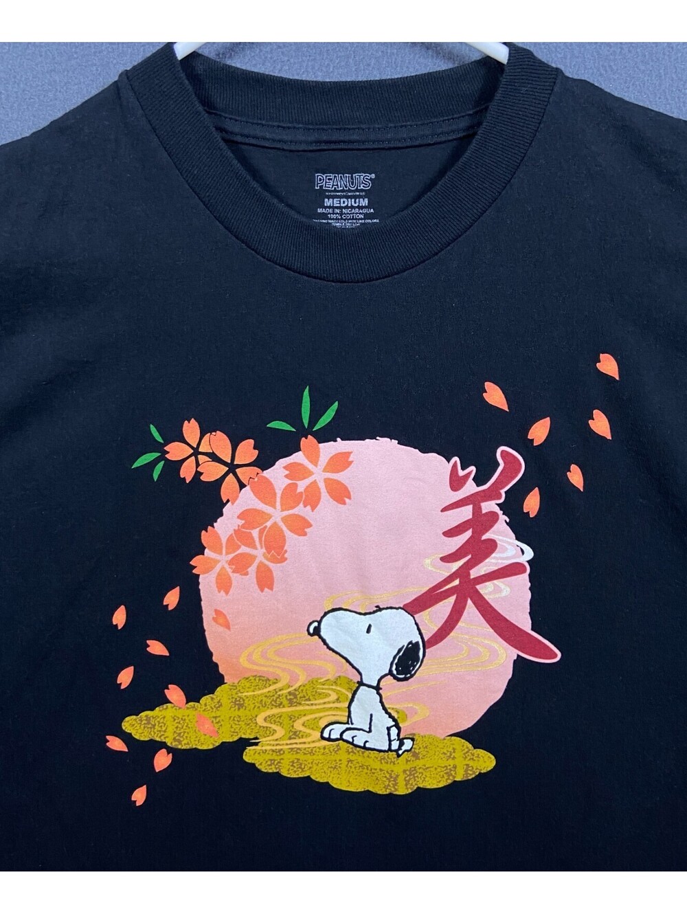 Japan Cherry Blossom Snoopy M Shirt Ukiyo-e Kawaii Sakura Otaku Kanji Streetwear